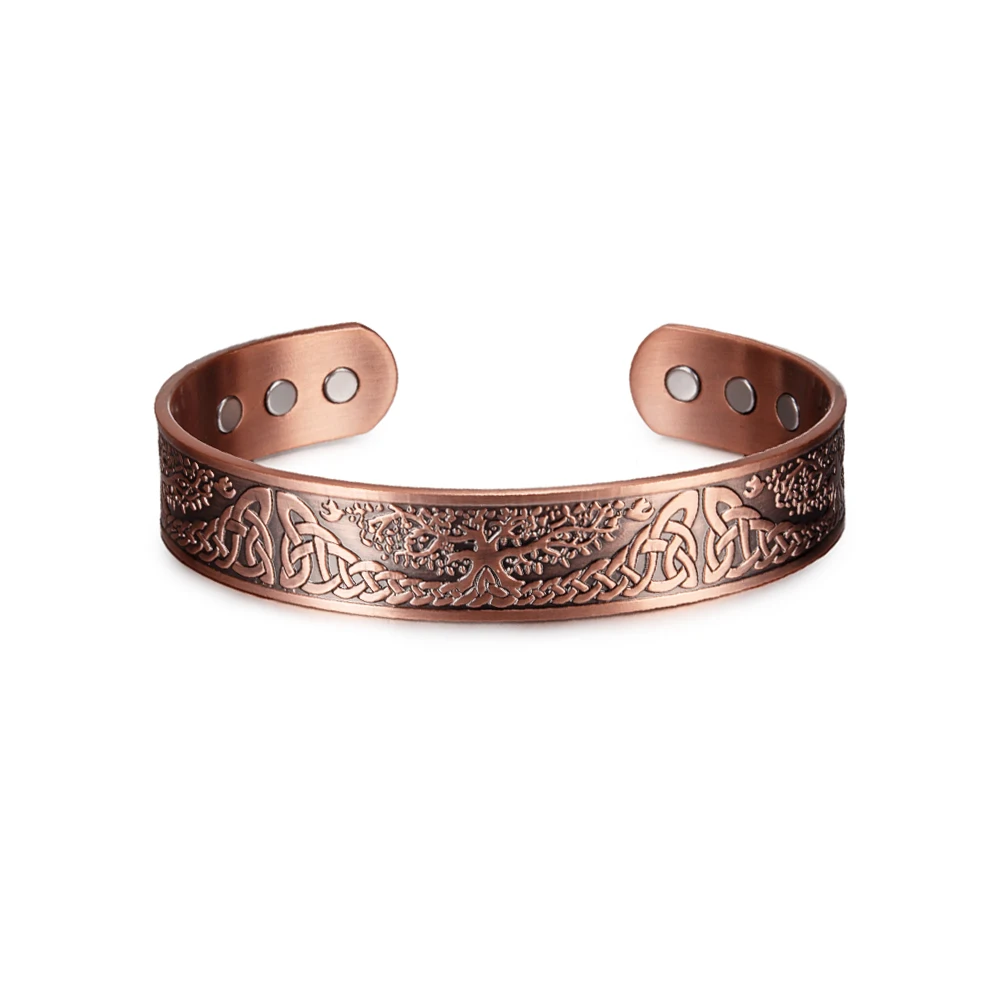 Viking Yggdrasil Pure Copper Magnetic Bracelet Benefits Adjustable Cuff Healing  - £20.48 GBP