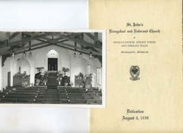 St Johns E &amp; R Church Minneapolis Minnesota Dedication Program &amp; Photo 1939 - £19.58 GBP