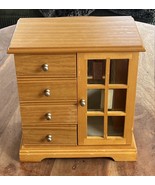 Blonde Oak Wooden 4 Drawer Jewelry Box with Mirror/ Opening Door Swings ... - $280.41 MXN