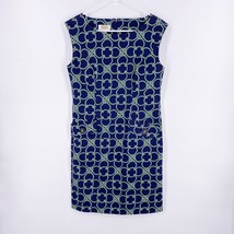 Talbots Geometric Print Boat Neck Sleeveless Sheath Dress Blue Green Petite 4 - £17.73 GBP