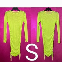 Fashion Nova After Sunset Lime Green Sexy Mesh Ruched Ties Mini Dress~Si... - $22.44