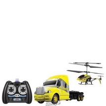 World Tech Toys-R/C Mega Hauler Truck &amp; Helicopter Combo Pack YELLOW - £30.25 GBP