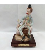 Circus Time Clown With Dressed Puppy Dog Music Box Works Ceramic 6&quot; - $9.90