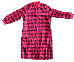 Ekouaer Red Flannel Nightgown Zipper Robe Size Small Lightweight Breathable - £15.29 GBP