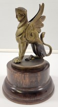 *B) Rare Vintage Bronze Winged Sphinx Lion Car Mascot Hood Ornament Base... - $395.99