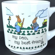 My Dad My Best Friend Rabbit Farmer Vtg Coffee Cup Mug Shanty 1984 USA CCI - £26.28 GBP