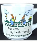 My Dad My Best Friend Rabbit Farmer Vtg Coffee Cup Mug Shanty 1984 USA CCI - $33.65