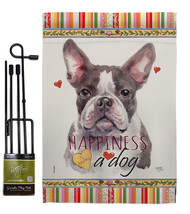 Gray Boston Terrier Happiness Garden Flag Set Dog 13 X18.5 Double-Sided House Ba - £22.27 GBP