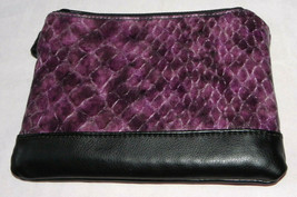 HomeSpun Hand Made Makeup Pouch by Sarah Purple &amp; Black Faux Alligator W... - $12.99
