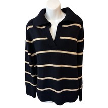 Vince Johnny Collar Striped Wool Cashmere Sweater Size Medium New with tags - £93.62 GBP