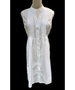 La Blanca White Cotton Shirt Dress Size S Sleeveless Tie Back Cover-up? NEW - £13.46 GBP