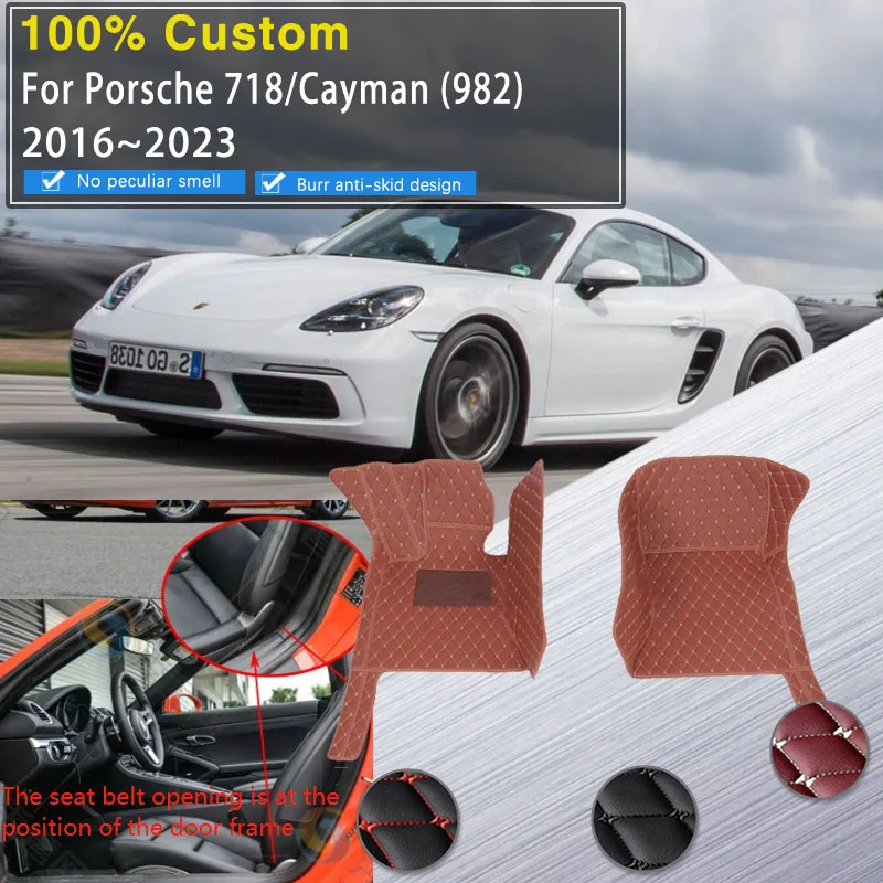 Leather Car Floor Mats For Porsche 718 Cayman 982 2016~2023 Anti-dirty Floot - £59.24 GBP+
