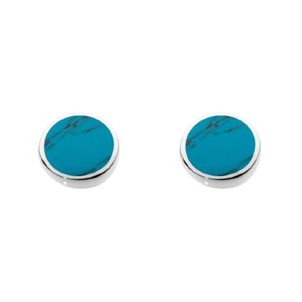 Dew Sterling Silver and Turquoise Round Stud Earrings  - $43.00