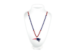 NEW ENGLAND PATRIOTS NFL MARDI GRAS SPORT BEADS NECKLACE WITH MEDALLION - £9.72 GBP