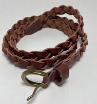 Womens Braided Belt Faux Leather 38 inches long Brown 3/4 inch - £10.27 GBP