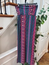 Stoosh Women&#39;s Jade Berry Multicolor Elastic High Waist Maxi Skirt Size ... - £21.26 GBP