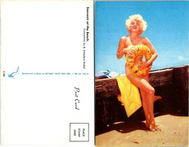 Beautiful Hot Blond Lady Woman Nude Posing on Beach w/ Floaty Vintage Postcard - £8.88 GBP