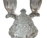 Vintage Double Imperial Crystal Style Glass Taper Candle Holder 4.5 Inch - $8.95