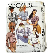 McCall&#39;s 7172 Vintage Sewing Pattern Misses Collared Shirt Size 10 - $5.76