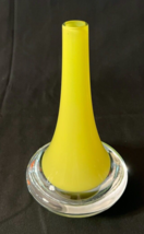 MCM Hut Princ Yellow Clear Czech Art Glass Bud Vase Signed Dennis Schaffer - £55.93 GBP