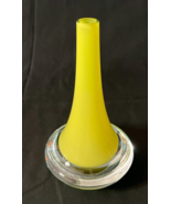 MCM Hut Princ Yellow Clear Czech Art Glass Bud Vase Signed Dennis Schaffer - $1,330.29 MXN