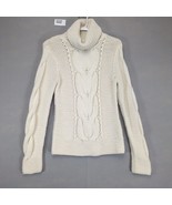 Eddie Bauer Women&#39;s S Ivory Cable Hand Knit Wool Turtleneck Fisherman Sw... - $480.14 MXN