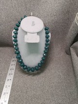 Avon 18" Teal Large Faceted Beaded Necklace with extender - $8.08