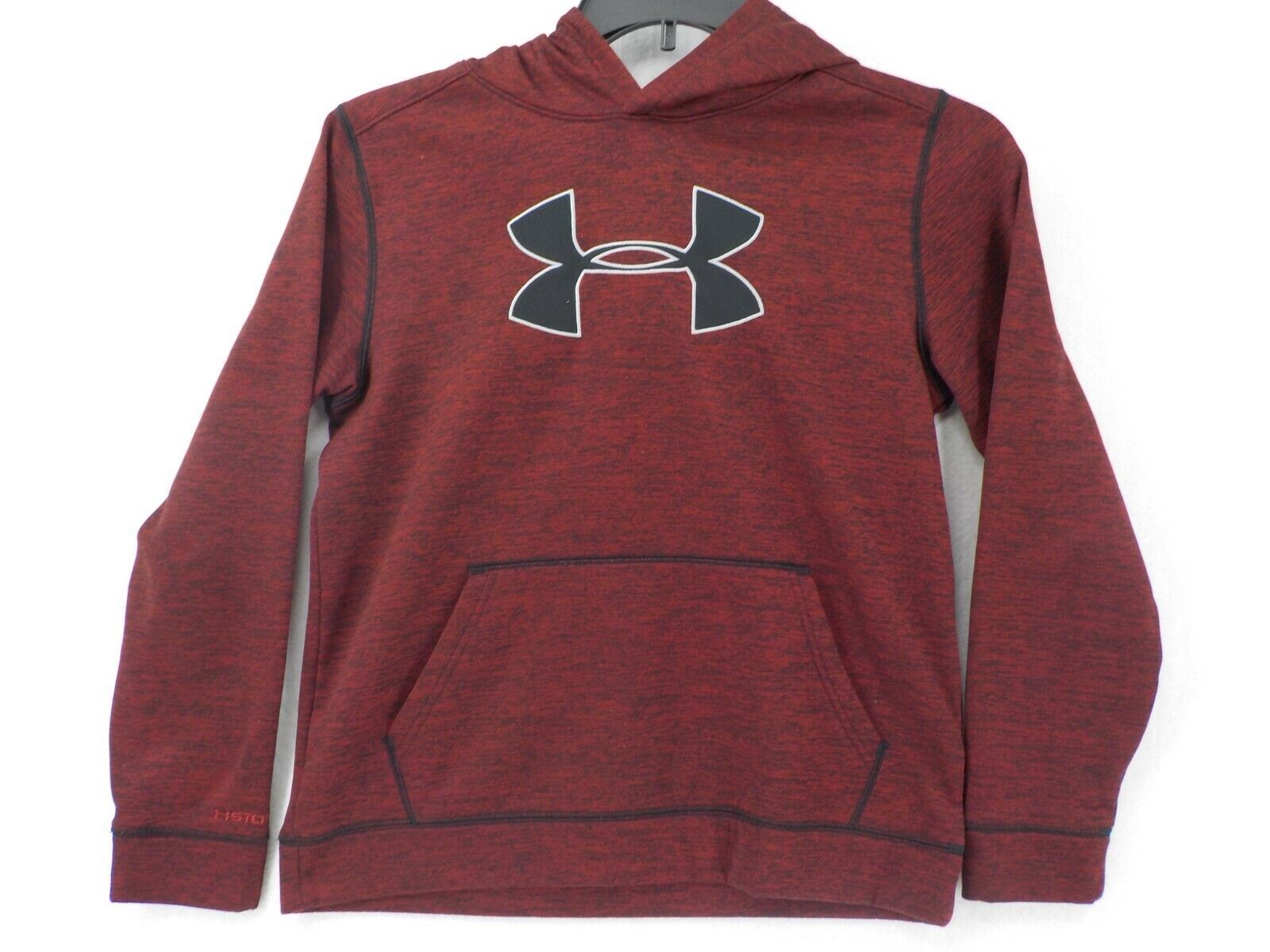 Under Armour Hooded Sweatshirt Youth SZ L Red Heather Long Sleeve Hoodie Holes - $4.99