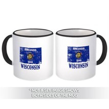 Wisconsin : Gift Mug Flag Distressed Souvenir State USA Christmas Coworker - £12.70 GBP