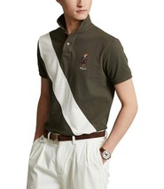 Polo Ralph Lauren Custom Slim-Fit Polo Bear Polo Shirt Dark Green Brown-... - $89.99