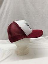 Trucker Hat Baseball Cap Vintage SnapBack Mesh Over The Hill Red &amp; White - £31.31 GBP