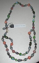 NEW Morgan Taylor GLASS & Carved Clay Necklace Multi Color Trade bead style 35" - $19.80