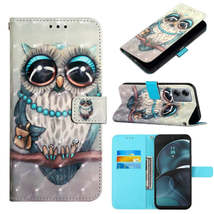 For Motorola Moto G14 3D Painting Horizontal Flip Leather Phone Case(Grey Owl) - £3.94 GBP