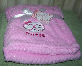 Zak and Zoey Soft &amp; Snuggly Embroidered Kitty with Glasses Pink Blanket - $8.79