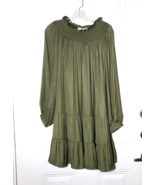 LOFT Smocked Yoke Swing Dress Blouson Sleeves Button Cuffs Size S Tiered... - $413.58 MXN