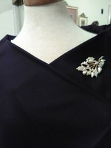 Vintage Golden Pin Brooch Italy Floral Spray Teardrop Pearls &amp; Tiny Rhinestones - $44.00