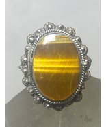 Tiger Eye poison locket ring size 7.75 Mexico sterling silver - £170.53 GBP