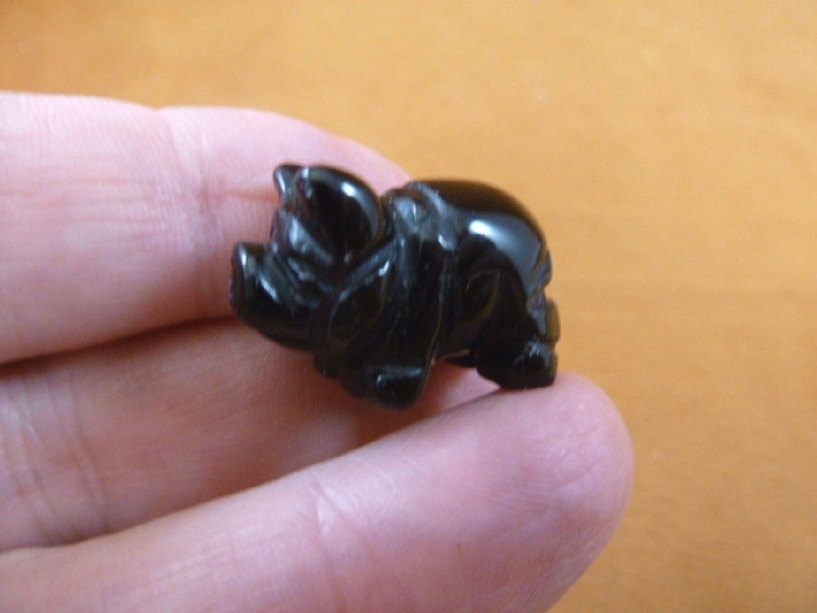 Primary image for (Y-PIG-513) 1" little Black onyx PIG pigs gemstone FIGURINE gem carving piglet