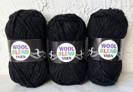 Big Sky Wool Blend Yarn Sundance Herrschner&#39;s - 3 Skeins Color Blackout 0005 - £9.80 GBP