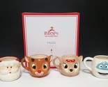 NEW Pottery Barn Set of 4 Rudolph Character Shaped Stoneware Mugs - £141.21 GBP