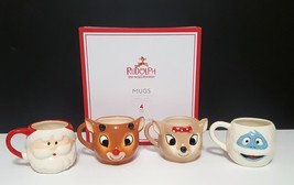 NEW Pottery Barn Set of 4 Rudolph Character Shaped Stoneware Mugs - £141.40 GBP