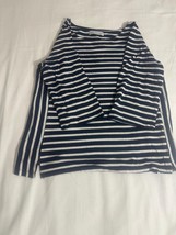 Keren Hart Women's Small Black & White Stripes Cotton Blend Shirt Top RN#010089 image 8