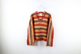 Vtg 60s 70s Boho Chic Womens Medium Striped Knit Flared Sleeve V-Neck Sweater - $98.95