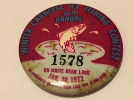 1972 Saint Paul Minnesota Winter Sports Carnival Ice Fishing Contest Button - £19.69 GBP