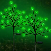 Set of 2 Solar Shamrock Stake Lights St Patricks Day 40 Green Clovers Ya... - $29.69