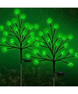 Set of 2 Solar Shamrock Stake Lights St Patricks Day 40 Green Clovers Ya... - $31.43
