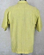 TOMMY BAHAMA Relax Large Men&#39;s 100% Silk Hawaiian Shirt Yellow Weave Pat... - $27.99