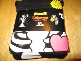Girls Glow in the Dark 2pc Halloween Skeleton PJs, L (10-12) - $6.92