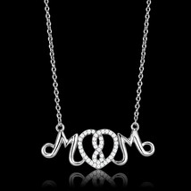 925 Sterling Silver CZ &#39;Mom&#39; Infinity Love Heart Pendant Necklace Gifts 16&quot; - £70.82 GBP