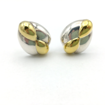 SU sterling &amp; vermeil clip-on earrings - puffy triangular two-tone mixed... - $30.00